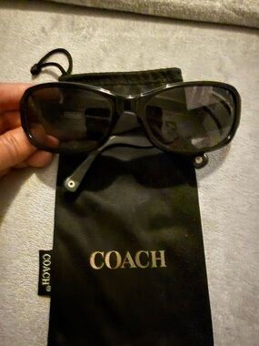 COACH Black Men's Wrap Sunglasses with Dark Lenses